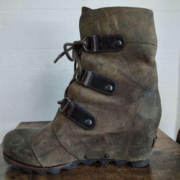 Sorel Joan of Arctic Brown Wedge Boot Lace Up Size 10 - Picture 11 of 16